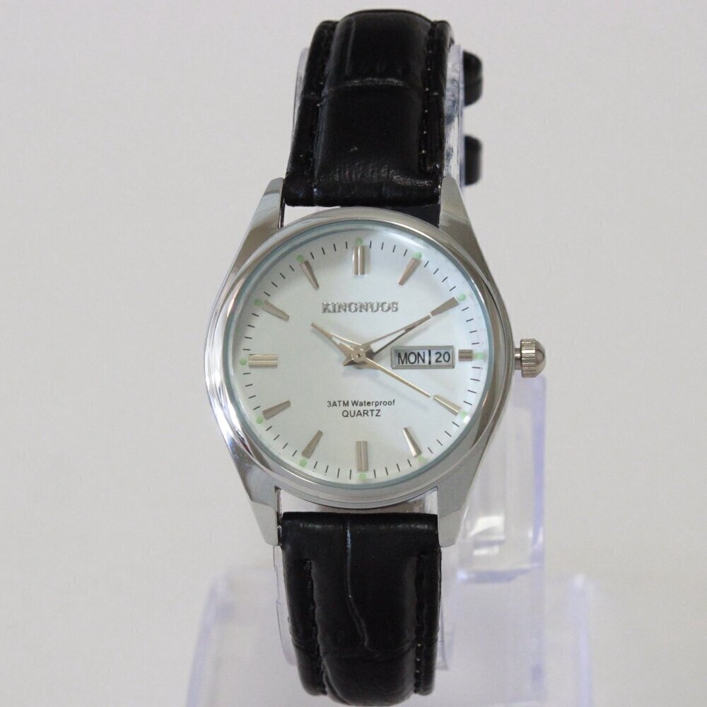 Women's Contemporary Dress Watch Silver With Black Strap 28mm - Picture 3 of 10